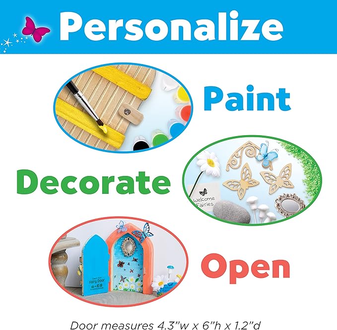 Creativity for Kids Butterfly Fairy Door Kit - Painting Arts and Crafts for Kids, Creative Gifts for Girls and Boys Age 6-7+ Yellow