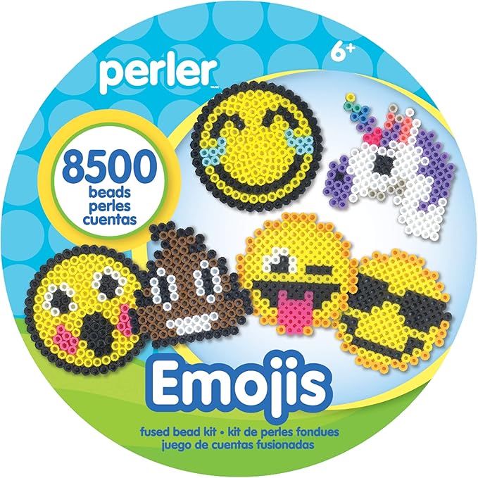 Perler Beads Emoji Bucket 8500pc, 6.5''L x 6.5''W x 6''H, Small