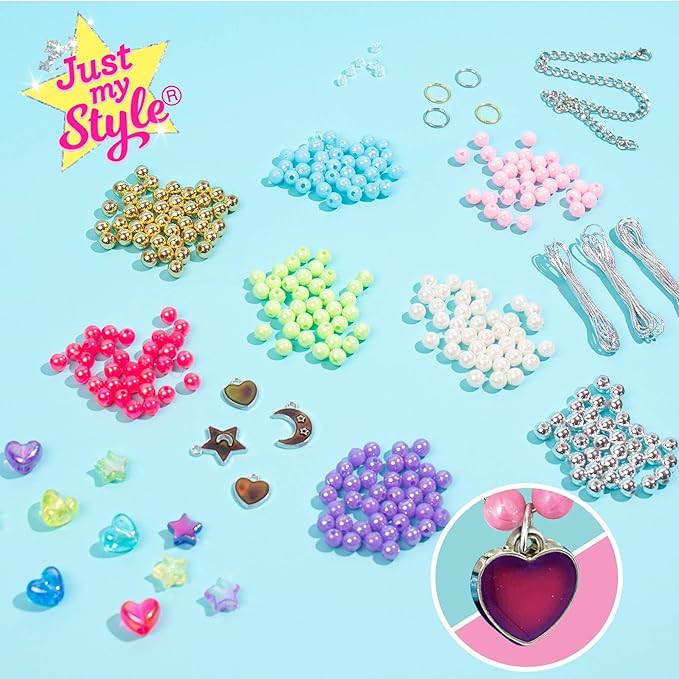 Just My Style Color-Changing Mood Jewelry Making Kit, Bracelet & Necklace Making Kit, Arts & Crafts Kit for Girls & Boys Ages 6-10