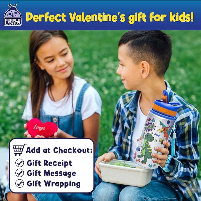 PURPLE LADYBUG Decorate Your Own Water Bottle for Boys - Crafts for Boys Ages 6-8, Birthday Gift for 5-10 Year Old Boy, Easter Gifts for Kids Boys, Valentines Day Gift