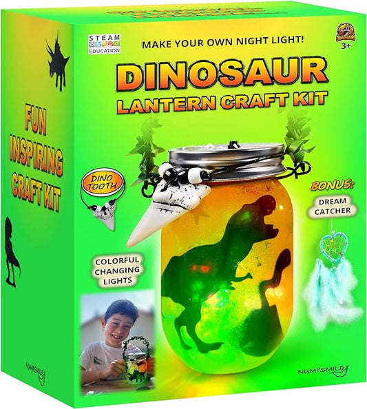 Dinosaur Lantern Nightlight Craft Kit, DIY Kits for Kids Crafts for Boys & Girls,Dinosaur Gifts for Boys Ages 3 4 5 6 7 8-12 Years and Up, Best Dinosaur Toy Birthday Art Set & Top