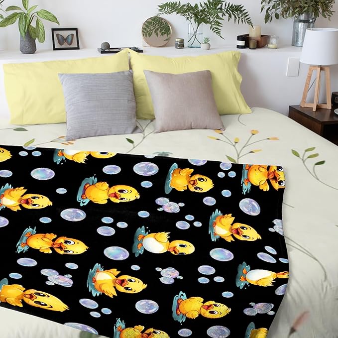 Aparajita Ducks Blanket Adult Duck Blanket Kids Funny Blanket Suitable for Living Room Bedroom Bed Sofa Crib Couch Chair Outdoor All Season Items That Yellow Duck Lovers Will Love 60"x50"for Teens