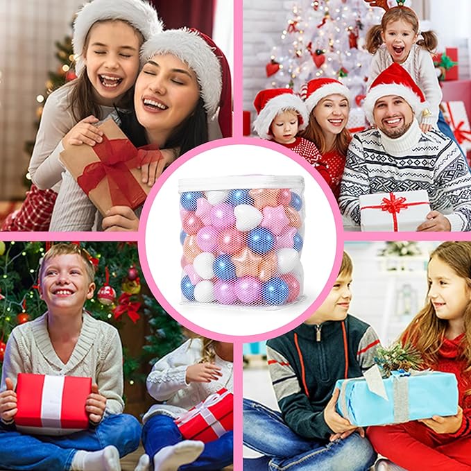 GOGOSO Shape Ball Pits Balls, Star Heart Plastic Play Balls for Toddlers Kids Children, DIY Giant Friendship Bracelet Banner