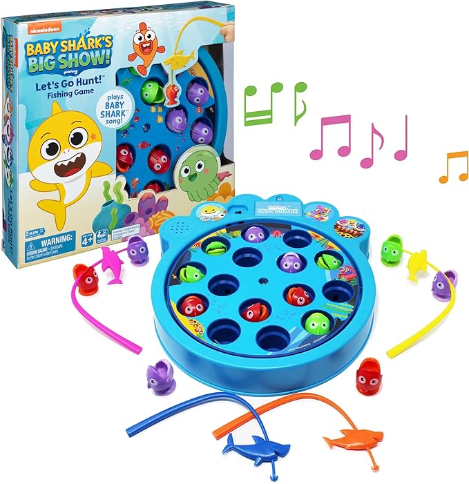 Spin Master Games, Pinkfong Baby Shark Let's Go Hunt Musical Fishing Game with Sound, Preschool Educational Toy, for Fans of Baby Shark & Kids Who Love Music, 2-4 Players, for Ages 4 & Up