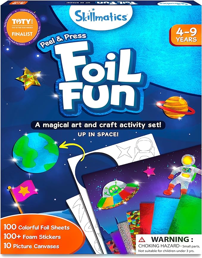 Skillmatics Art & Craft Activity - Foil Fun Space, No Mess Art for Kids, Craft Kits & Supplies, DIY Creative Activity, Gifts for Boys & Girls Ages 4, 5, 6, 7, 8, 9, Travel Toys