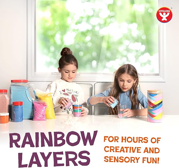 Hygloss Products Colored Play Sand - Assorted Colorful Craft Art Bucket O' Sand, Pastel Rainbow, 1 lb