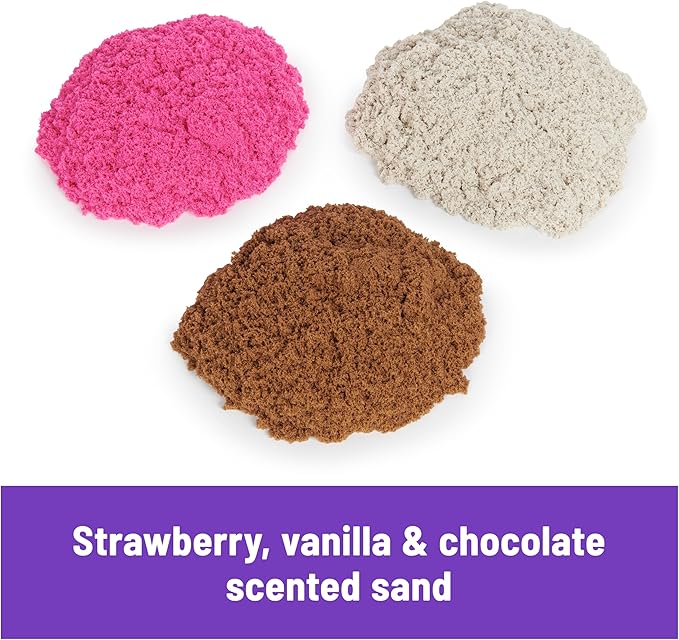 Kinetic Sand, Ice Cream Scents 3-Pack with 2lbs Scented Play Sand (Strawberry, Chocolate & Vanilla), Sensory Toys for Kids Ages 3 and up