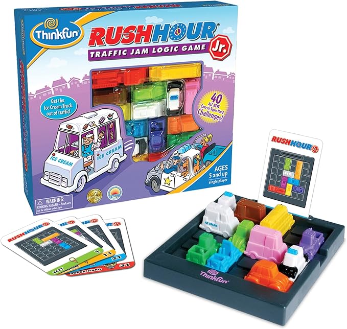 ThinkFun Rush Hour Junior - Classic Traffic Jam Logic Game | STEM Toy for Kids | Engaging Puzzles for Ages 5 and Up | Junior Edition of The International