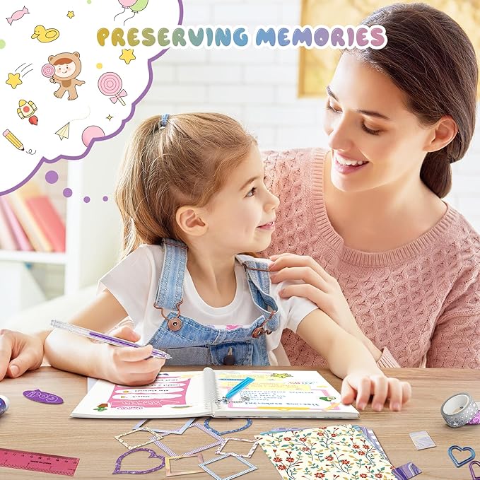 PERRYHOME 2-Pack DIY Journal Kit for Girls - 200+Pcs Journal Set for Tween & Teen Girls, Journaling Art & Crafts Kits, Christmas Gifts for 8 9 10 11 12 13 14 Year Old Girl,Scrapbook&Diary Supplies Set