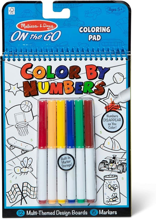 Melissa & Doug On the Go Color by Numbers Kids' Design Boards: Playtime, Construction, Sports, and More - Party Favors, Stocking Stuffers, Travel Toys, Coloring Books For Kids Ages 5+