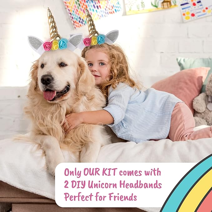 Unicorn Painting Kit for Girls - STEM Certified Unicorn Craft for Girls ages 4-6 & up- Paint Your Own Unicorn Arts and Crafts includes 2 DIY Headbands & 8 Kids Painting Crafts for Fun Screen-Free Play