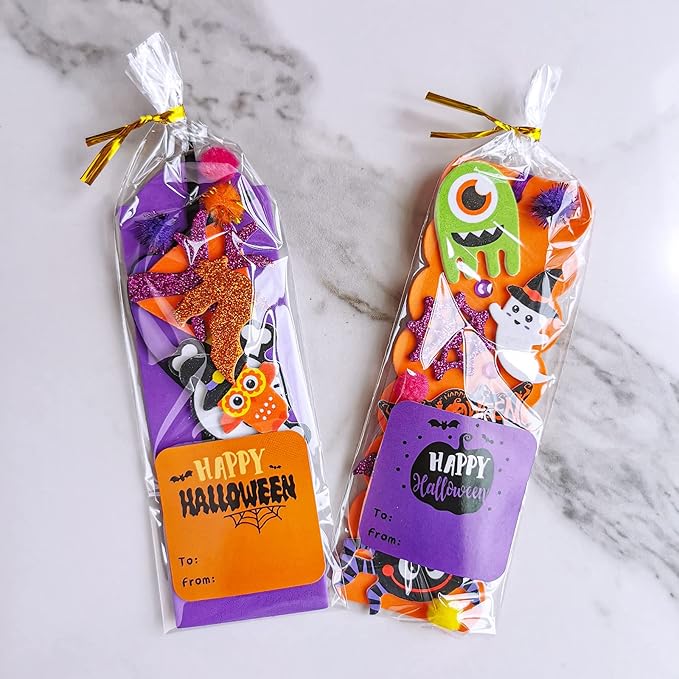 Winlyn 36 Sets Halloween Craft Kits Halloween Crafts Fall Kids Crafts DIY Halloween Bookmarks Art Sets Pumpkin Jack-O'-Lantern Bats Monster Foam Stickers Arts and Crafts for Kids Classroom Activities