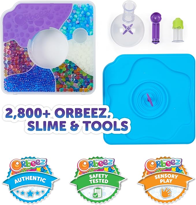 Orbeez Mixin’ Slime Set with 2500+ Orbeez (Micro, Shimmer, Marble & Glow in The Dark), 5 Tools, Storage, One & Only, Sensory Toys for Kids Ages 5+