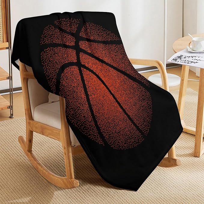 Basketball Throw Blanket - Soft Flannel Sports Basketball Blankets for Teens Adults Women Men Basketball Lovers - Warm Basketball Throw Blankets for All Season Lap, Chair, Sofa, Couch, Bed - 80"x60"