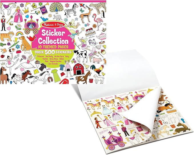 Melissa & Doug Sticker Collection Book: Princesses, Tea Party, Animals, and More - 500+ Stickers - FSC Certified