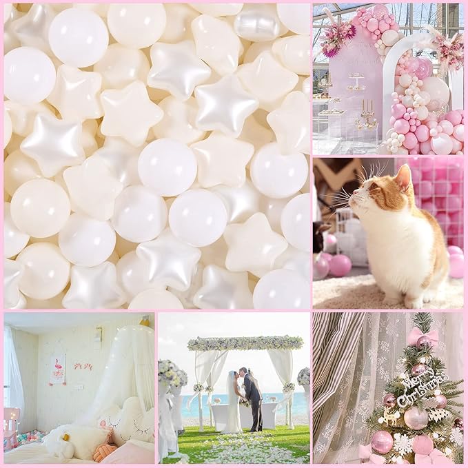 GOGOSO Star Ball Pit Balls for Toddlers, Star Beige Plastics Balls for Ball Pool Birhtday Party Girls Kids with Storage Bag, 2.17inches 100pcs/sets for Friendship Bracelet