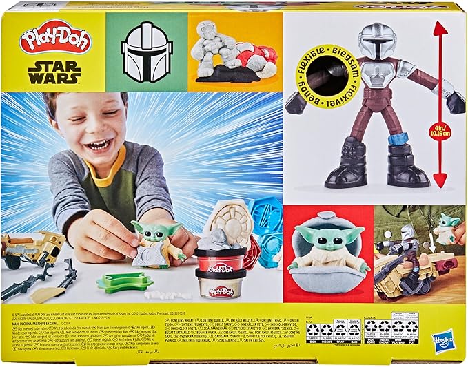 Play-Doh Star Wars: The Mandalorian Launching Speeder Playset, Bendy Grogu & 4 Inch Mando Action Figures, Imagination Toys for 4 Year Old Boys & Girls & Up