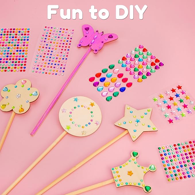 Pllieay Fairy Party Decoration, 36Pcs 6 Styles Princess Fairy Wands Kit, Fairy Wand Princess Wand for Girls Makes Your Own Princess Wand and Party Supplies