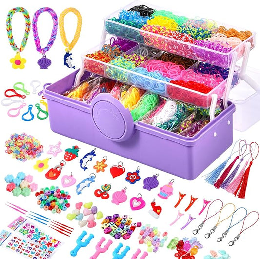 Needbrock 18500+ Bracelet Making Kit Rubber Band, 26 Colors Rubber Band Bracelet Kit Includes 800 Pcs Glow-in-The-Dark Rubber Bands, Bracelet Making Kit Valenines Gifts for Kids Age 8 Above(Purple)
