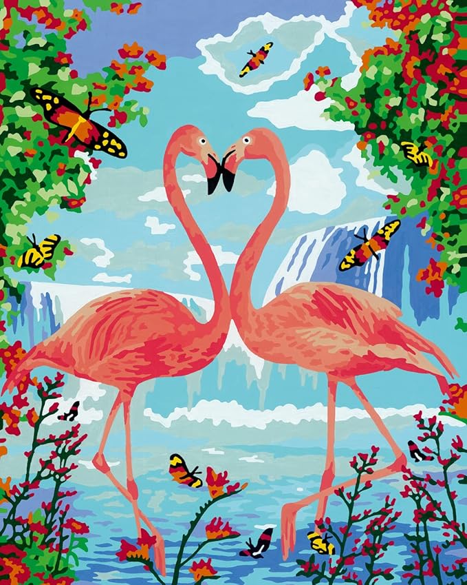 Ravensburger Flamingo Love Paint by Numbers Kit for Children - Painting Arts and Crafts for Kids Age 12 Years Up