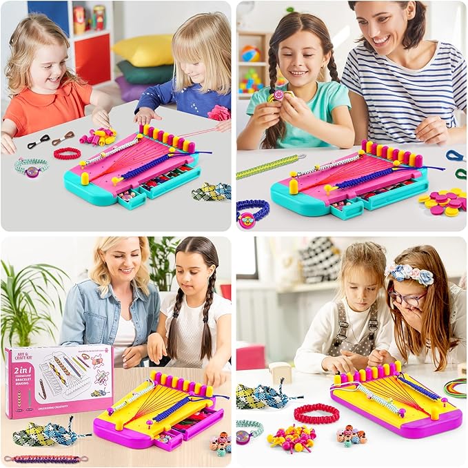 Friendship Bracelet Making Kit Toys ,DIY Arts and Crafts for Kids Ages 6-12,2 in 1 Bracelets String Maker Toys Set,Jewelry String Maker Kit,Christmas Birthday Gifts for Girl 8-12 Years Old (Green)