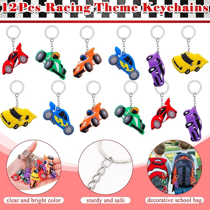 Winrayk Race Car Party Favors Birthday Supplies Drinking Straw Checkered Bag Mini Pull Back Car Bracelet Luminous Tattoo Sticker Keychain Racing Games Boys Kid Race Car Pinata Filler Goody Bag Stuffer