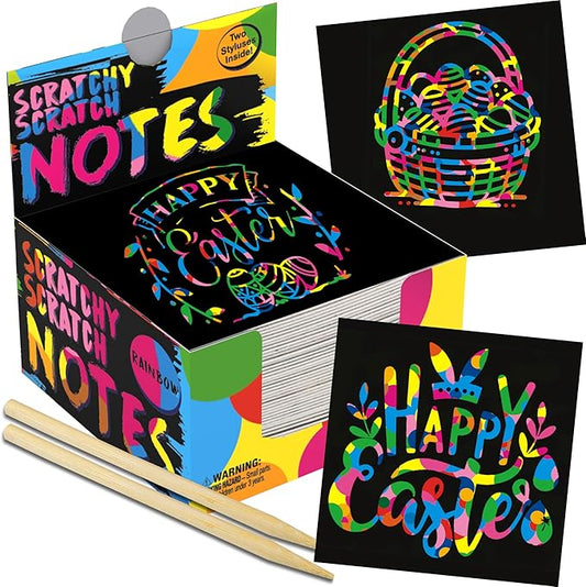 PURPLE LADYBUG 150 Rainbow Scratch Art Mini Notes - Easter Basket Stuffers for Kids, Arts and Crafts Supplies Kids Activities for Summer, Wedding, Birthday Party Games, Camping Teen Gifts