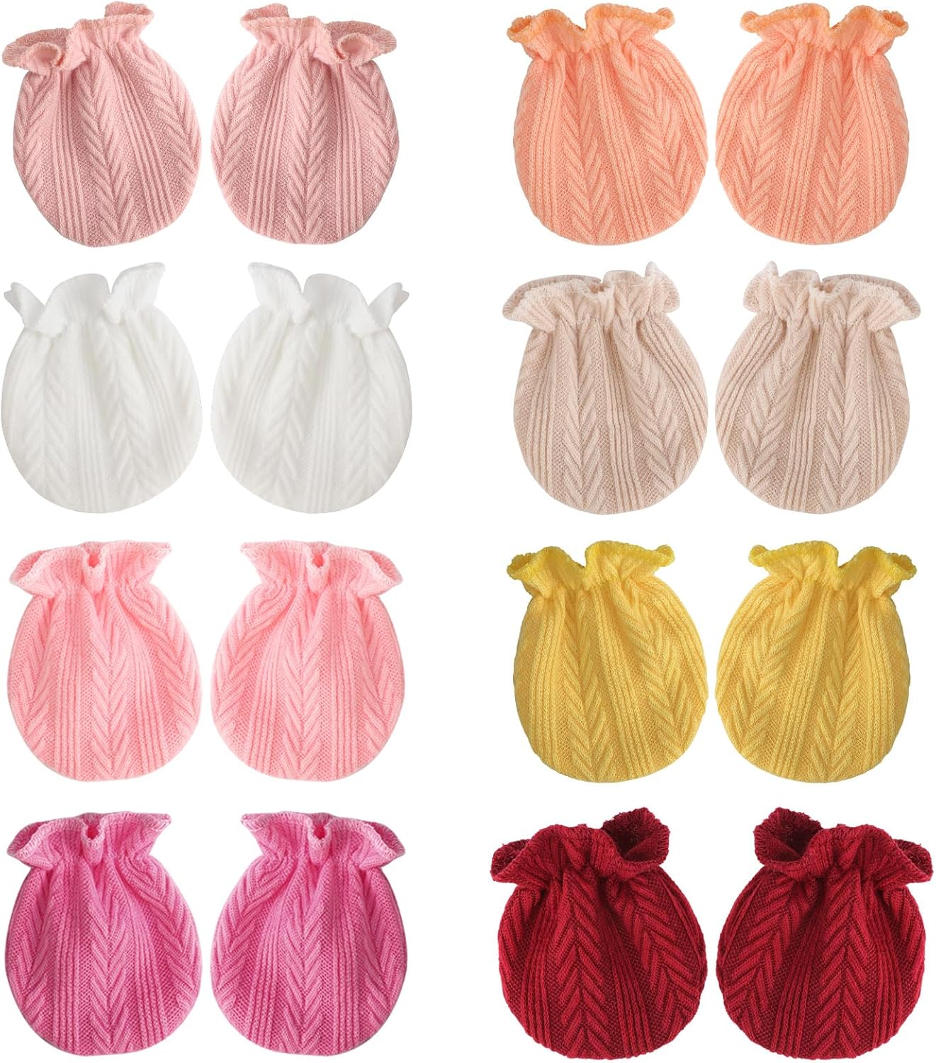 BQUBO Newborn Infant Toddler Mittens No Scratch Cotton Elastic Wrist Gloves Hypoallergenic for 0-6 Months Baby Boys Girls