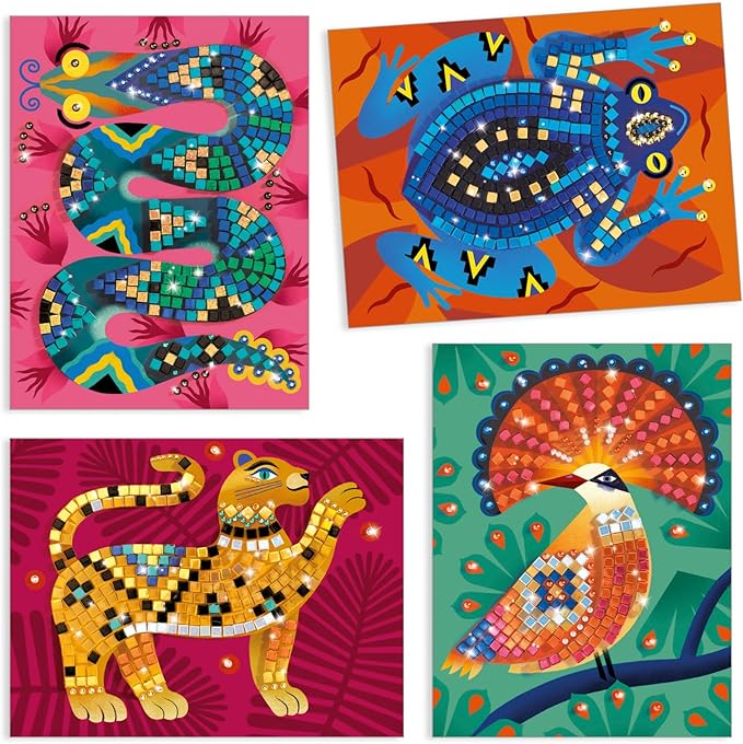 DJECO LGA Mosaics Deep in The Jungle - Create Your Own Mosaic Masterpiece - Fun & Creative for Family & Friends - Educational, Sticker Craft Kit for Children 6+ Girls & Boys