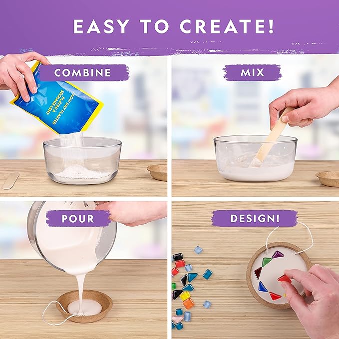 National Geographic Mosaic Arts and Crafts Kit for Kids - Mosaic Kit for Creating 3 Glass Tile Mosaic Art Projects, Includes Glass Tiles, Templates, Plaster & More, Art Supplies, Mosaic Kits for Kids