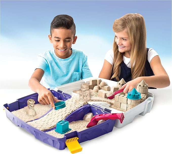 Kinetic Sand, Folding Sand Box with 2lbs of Kinetic Sand, Includes Molds and Tools, Play Sand Sensory Toys for Kids Ages 3 and up