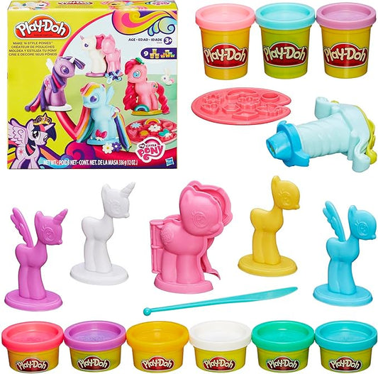 Play-Doh Make 'n Style Ponies Playset, My Little Pony Figures, 9 Colors, Kids Arts & Crafts Set, Preschool Toys, Easter Gifts for Girls & Boys, Ages 3+ (Amazon Exclusive)