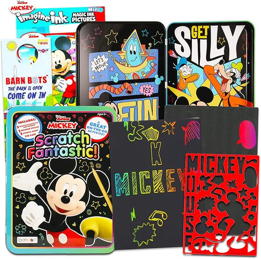 Mickey Mouse Scratch Art for Kids, Toddlers - Bundle with Scratch Book for Kids Featuring Mickey Mouse Plus Mickey Mess Free Imagine Ink, More | Scratch Reveal Books for Kids