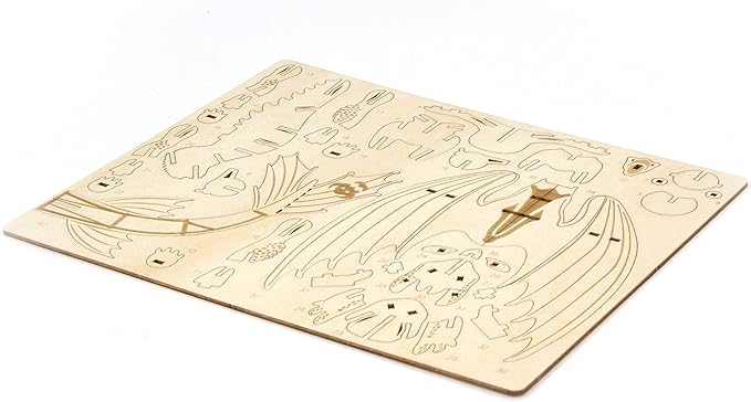 DreamWorks How to Train Your Dragon Toothless 3D Wood Puzzle & Model Figure Kit (41 Pcs) - Build & Paint Your Own 3-D Movie Toy, No Glue Required - Easter BAskt Gift for Kids, Teens & Adults, 8+