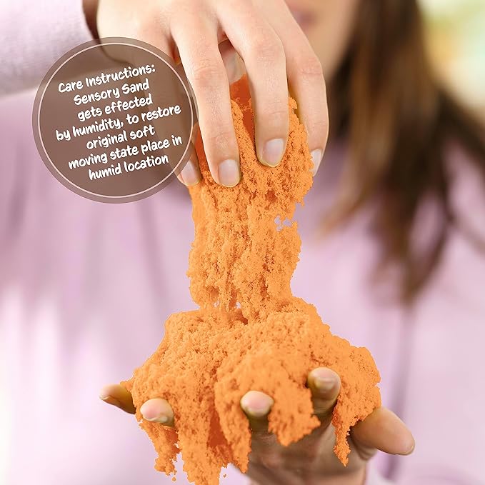 Sensory Sand Bulk Size 8 Pound Multicolor with Blue Orange Green and Yellow Sensory Play Sand in Container