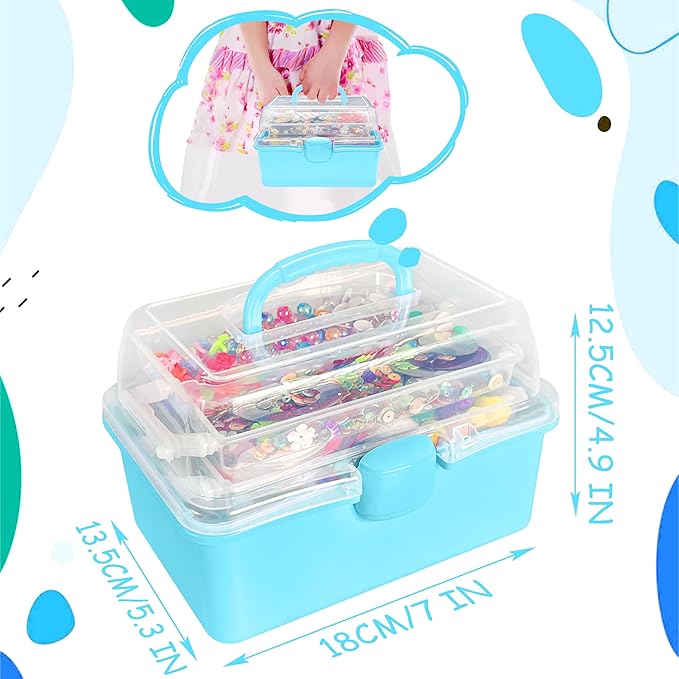 LINAYE 2500+PCS Arts and Crafts Supplies for Kids, DIY Craft Supplies Kit Box for Ages 6-8, Arts and Crafts Kit for Kids, Crafting Supply Set for Girls Boys Birthday Christmas Gifts, Blue