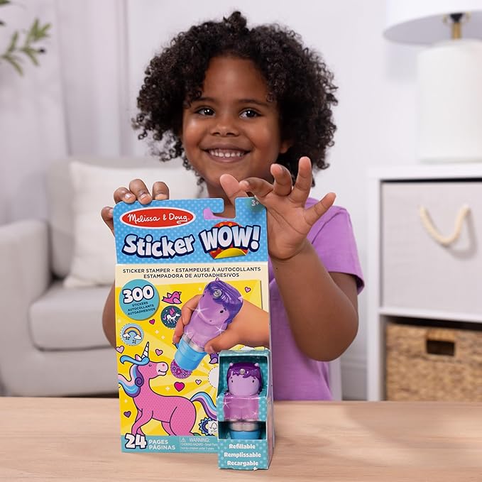 Melissa & Doug Sticker Wow! Sparkle Unicorn Bundle (Stamper w Book + Favorite Things Refill Pack)