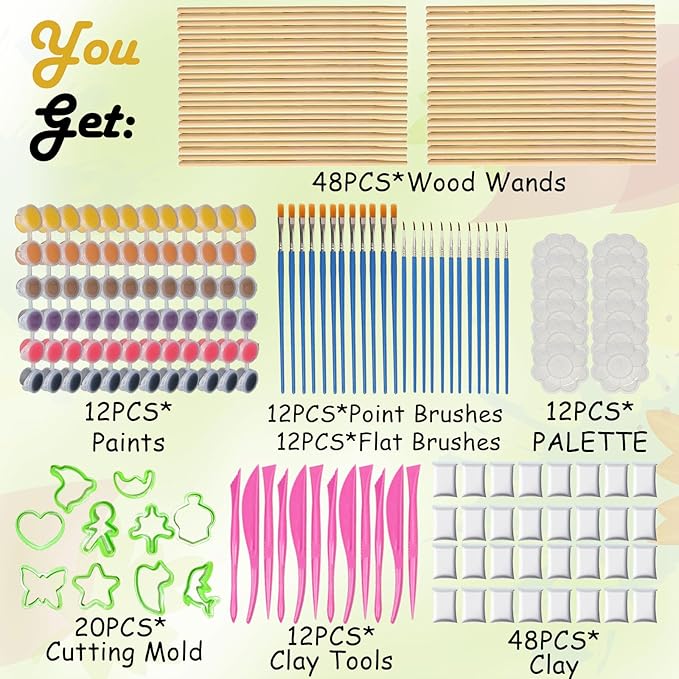 intonly 24 Magic Wizard Wand Making Kit DIY Craft Set for Kids Adult Make Your Own Wands Birthday Party Gift (24set)