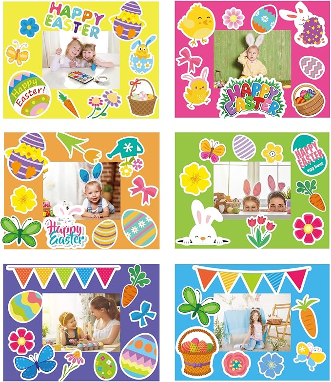 chiazllta Easter Kid's Craft Kits Easter Picture Frames Craft Bunny Egg DIY Photo Frames Suitable for Easter Class Game Activities Gift for Kids