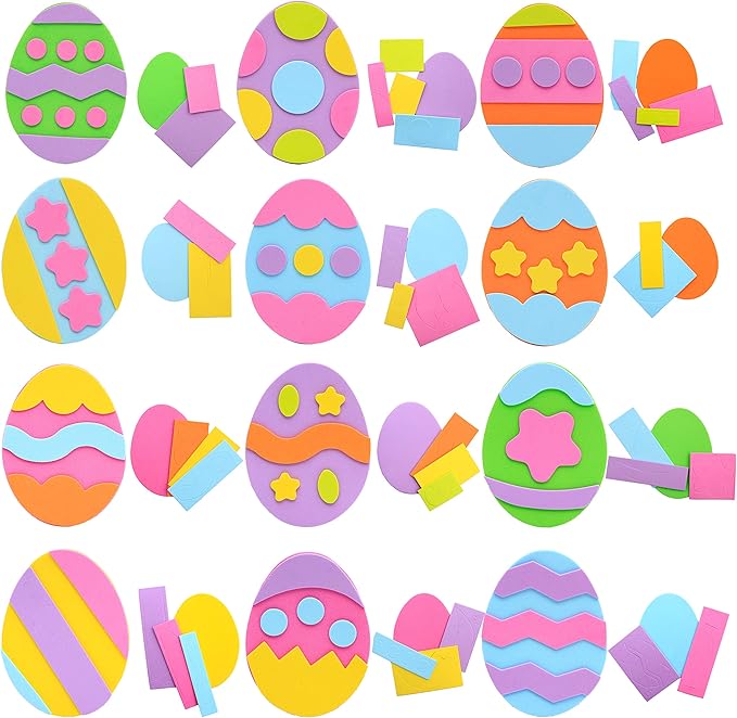 JOYIN 24 Pcs Foam Magnet Craft Kit, Easter Egg Themed DIY Magnets for Kids Toddlers Party Favors Arts and Crafts Home School Activities