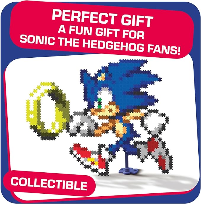 Jixelz Remix Sonic The Hedgehog Craft Kit - Sonic and Ring - No Heat or Glue Required - STEM Building Toys - Pixel Art for Bedroom or College Dorm Room Decor - 700+ Pieces - Ages 8 Years and Up