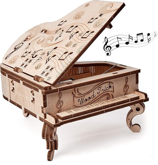 Wood Trick Toy Piano Music Box Moonlight Sonata, Wooden Musical Piano Toy Mini - 3D Wooden Puzzle, Assembly Toys, Brain Teaser for Adults and Kids