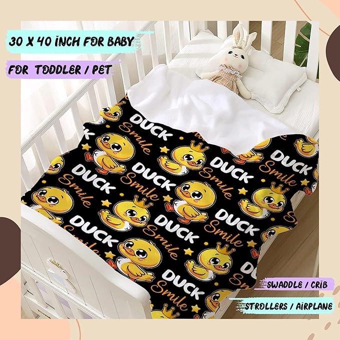 Smile Ducks Blanket Adult duck Blanket Kids Funny Blanket Suitable for Living room Bedroom bed sofa Crib Couch Chair outdoor All Season Items That Yellow Duck Lovers Will Love 50"x40"for Kid