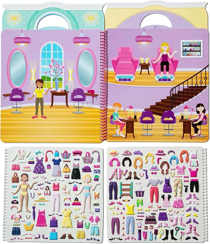Melissa & Doug Puffy Sticker Activity Book: Day of Glamour - 196 Reusable Stickers - FSC Certified