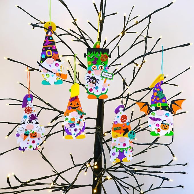 Winlyn 24 Sets Halloween Crafts Fall Crafts Kids DIY Gnome Ornaments Decorations Halloween Craft Kits Gnome Foam Stickers Halloween Arts and Crafts for Kids Home Classroom Art Activities Party Favors