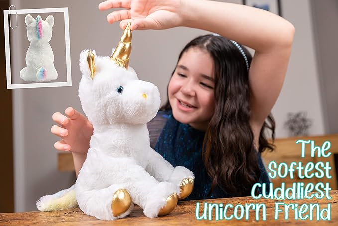 The Memory Building Company Kids Toys - Large Unicorn Surprise Box for Girls and Boys w/Unicorn Plush, Coloring Book and Markers, Jewelry and Horn Headband - Awesome Gift for Girls Age 6 & Up