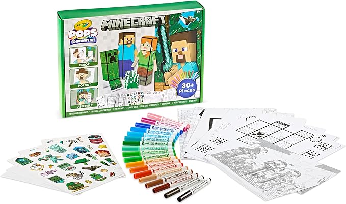 Crayola Minecraft, POPs 3D Kids Art Set, Coloring Book Alternative, Gift for Boys & Girls, Ages 6+