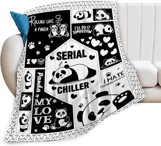 Panda Throw Blanket Panda Gifts for Girls Kids Teens Plush Fleece Flannel Panda Blanket Soft Cozy Warm Fuzzy Pandas Animal Blankets for Kids Adults Couch Bed Sofa All Seasons 50"X60"