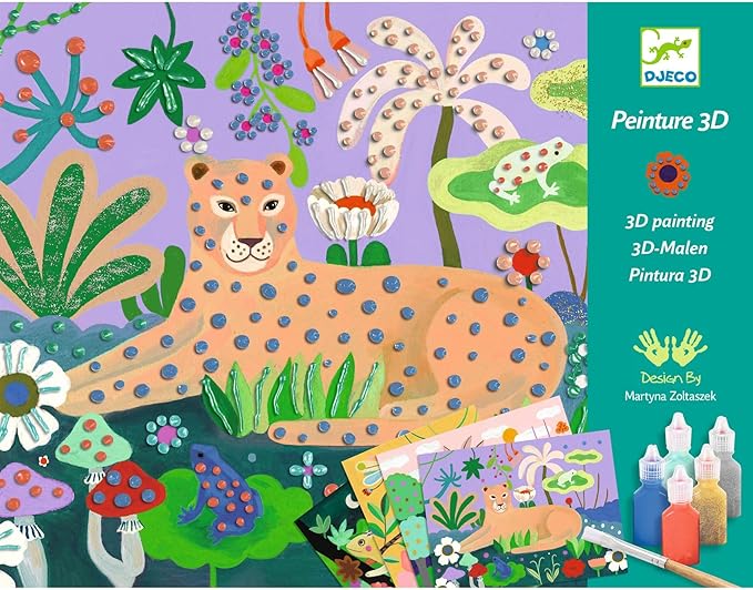 DJECO LGA Tropical 3D Painting - Create Your Own Animal 3D Keepsakes - Fun & Creative for Family & Friends, Perfect for Gift - Educational Arts & Craft Kit for Children 7+ Girls & Boys