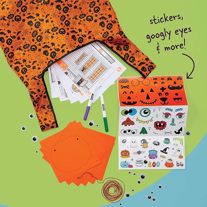 Highlights for Children Halloween Craft Kit for Kids Ages 3+ Build and Color Spooky Haunted House, DIY Googly Eye Pumpkin Garland, Colorful Stickers and More
